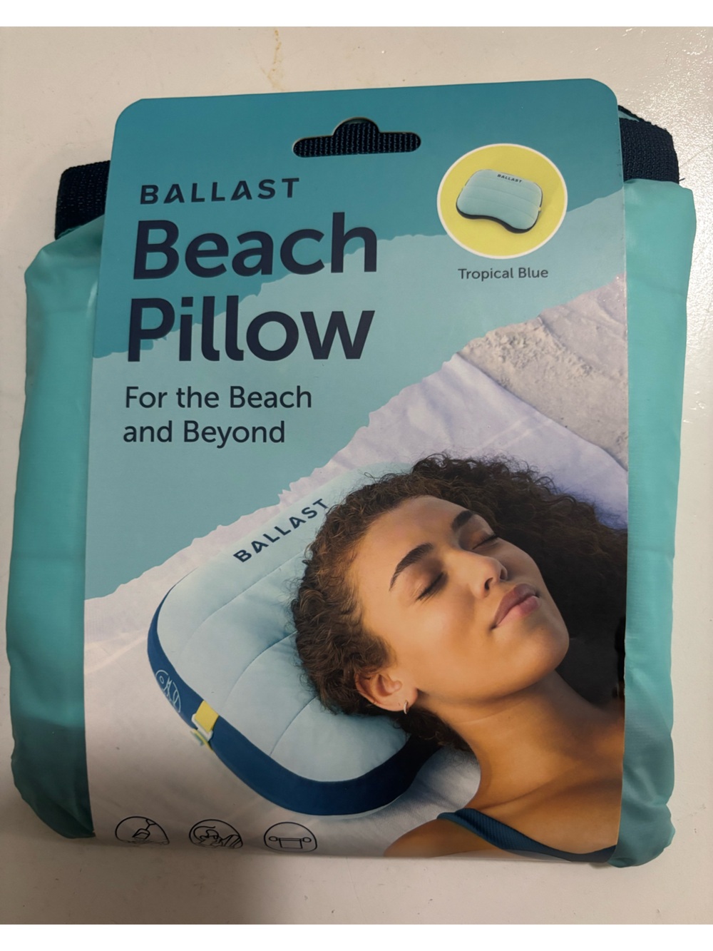 NWT Ballast Tropical Blue Beach Pillow Comfortable Travel & Outdoor Support